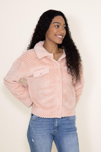Simply Southern Soft Cropped Shacket for Women in Light Pink