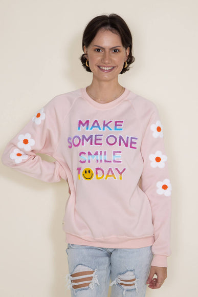 Simply Southern Smile Today Sweatshirt for Women in Pink