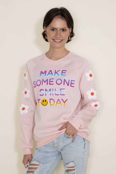 Simply Southern Smile Today Sweatshirt for Women in Pink