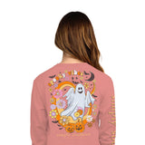 Simply Southern Long Sleeve Shirts Spooky Vibes T-Shirt for Women in Cafe
