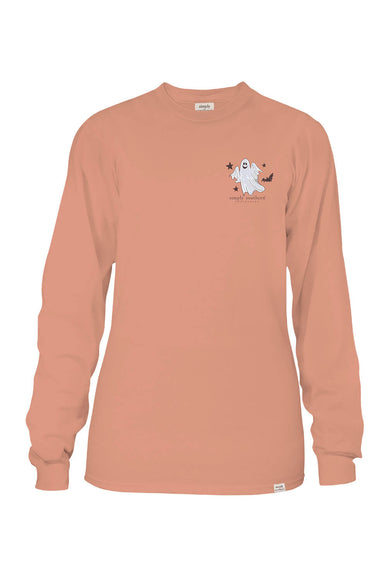 Simply Southern Long Sleeve Shirts Spooky Vibes T-Shirt for Women in Cafe