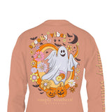 Simply Southern Long Sleeve Shirts Spooky Vibes T-Shirt for Women in Cafe