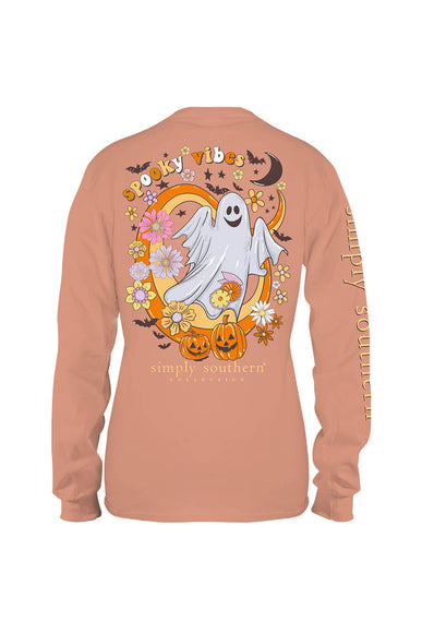 Girls Simply Southern Youth Long Sleeve Spooky Vibes T-Shirt for Girls in Cafe