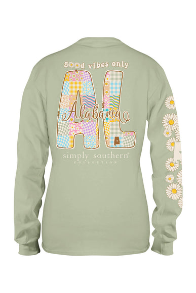 Simply Southern Plus Size Long Sleeve Alabama T-Shirt for Women in Sage