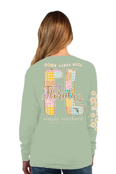 Simply Southern Long Sleeve Florida T-Shirt for Women in Sage