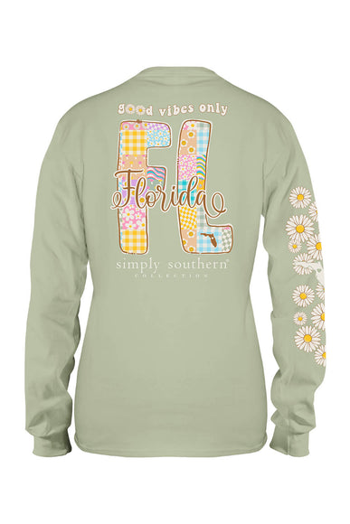 Simply Southern Plus Size Long Sleeve Florida T-Shirt for Women in Sage