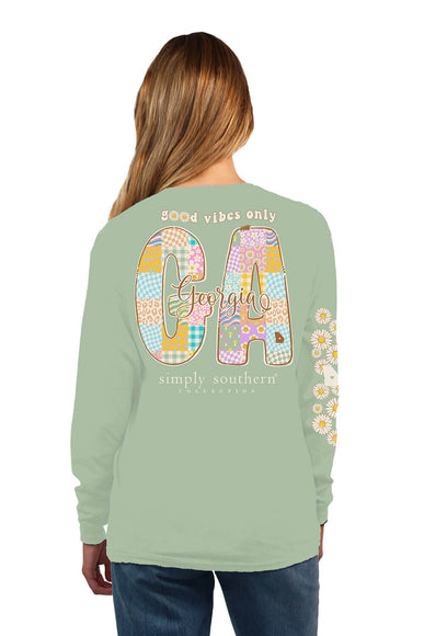 Simply Southern Long Sleeve Georgia T-Shirt for Women in Sage