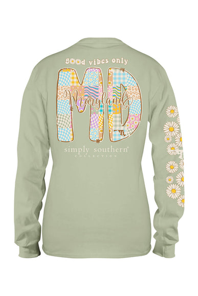 Simply Southern Plus Size Long Sleeve Maryland T-Shirt for Women in Sage