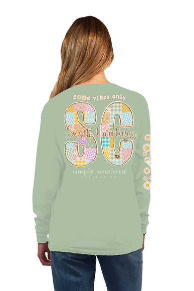 Simply Southern Long Sleeve South Carolina T-Shirt for Women in Sage