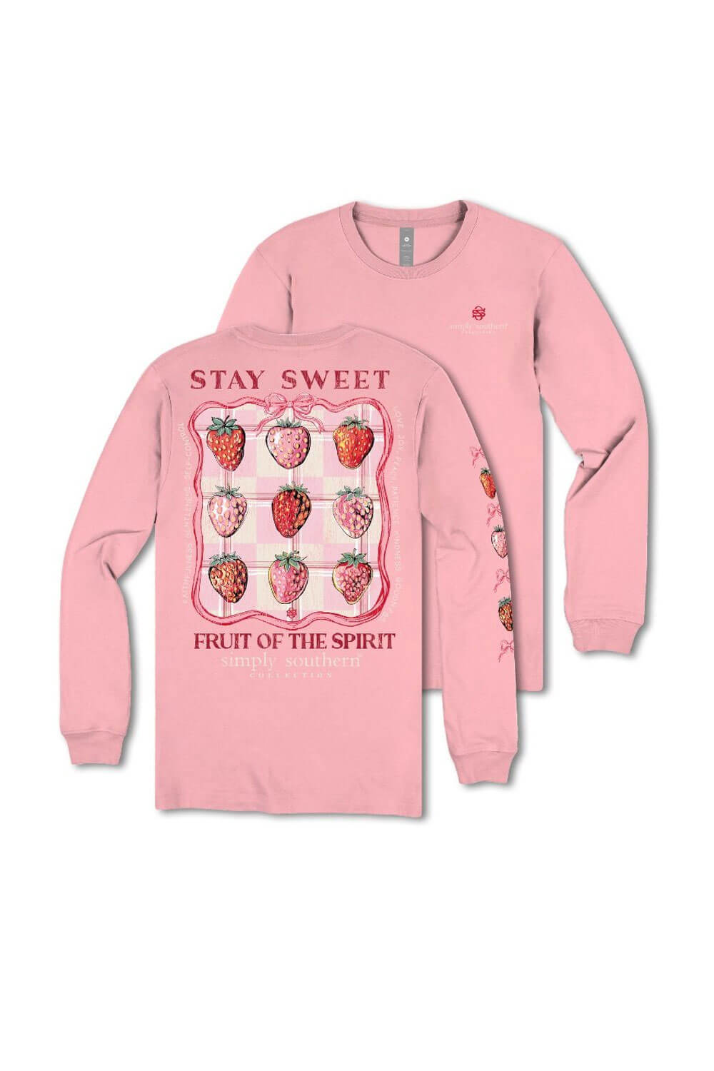 Simply Southern Plus Size Stay Sweet Long Sleeve T-Shirt for Women in Pink