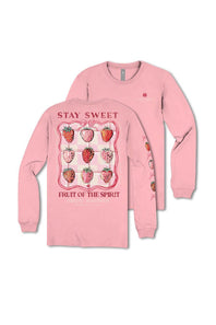 Simply Southern Plus Size Stay Sweet Long Sleeve T-Shirt for Women in Pink
