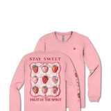 Simply Southern Plus Size Stay Sweet Long Sleeve T-Shirt for Women in Pink