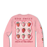 Simply Southern Plus Size Stay Sweet Long Sleeve T-Shirt for Women in Pink