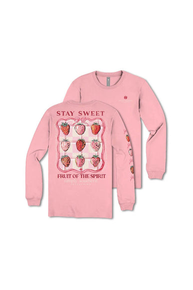 Simply Southern Youth Stay Sweet Long Sleeve T-Shirt for Women in Pink