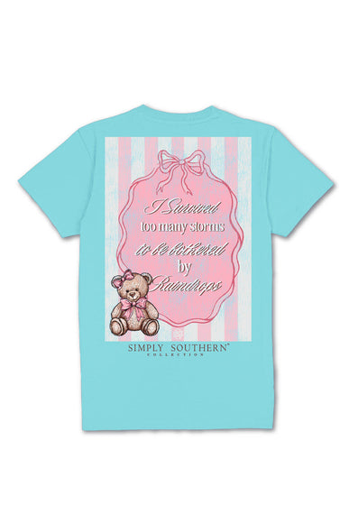 Simply Southern Plus Size I Survived Storms T-Shirt for Women in Washed Blue
