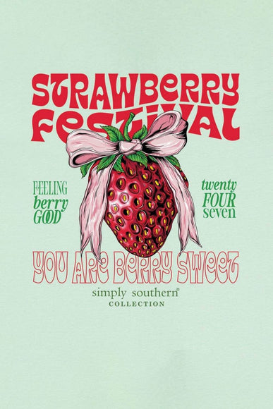  Simply Southern Youth Girls Strawberry T-Shirt for Girls in Mint