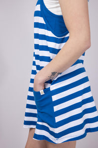 Womens Simply Southern Striped Tara Romper Dress for Women in Royal Blue