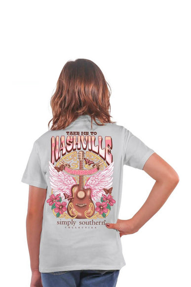 Girls Simply Southern Youth Take Me To Nashville T-Shirt for Women in Grey 