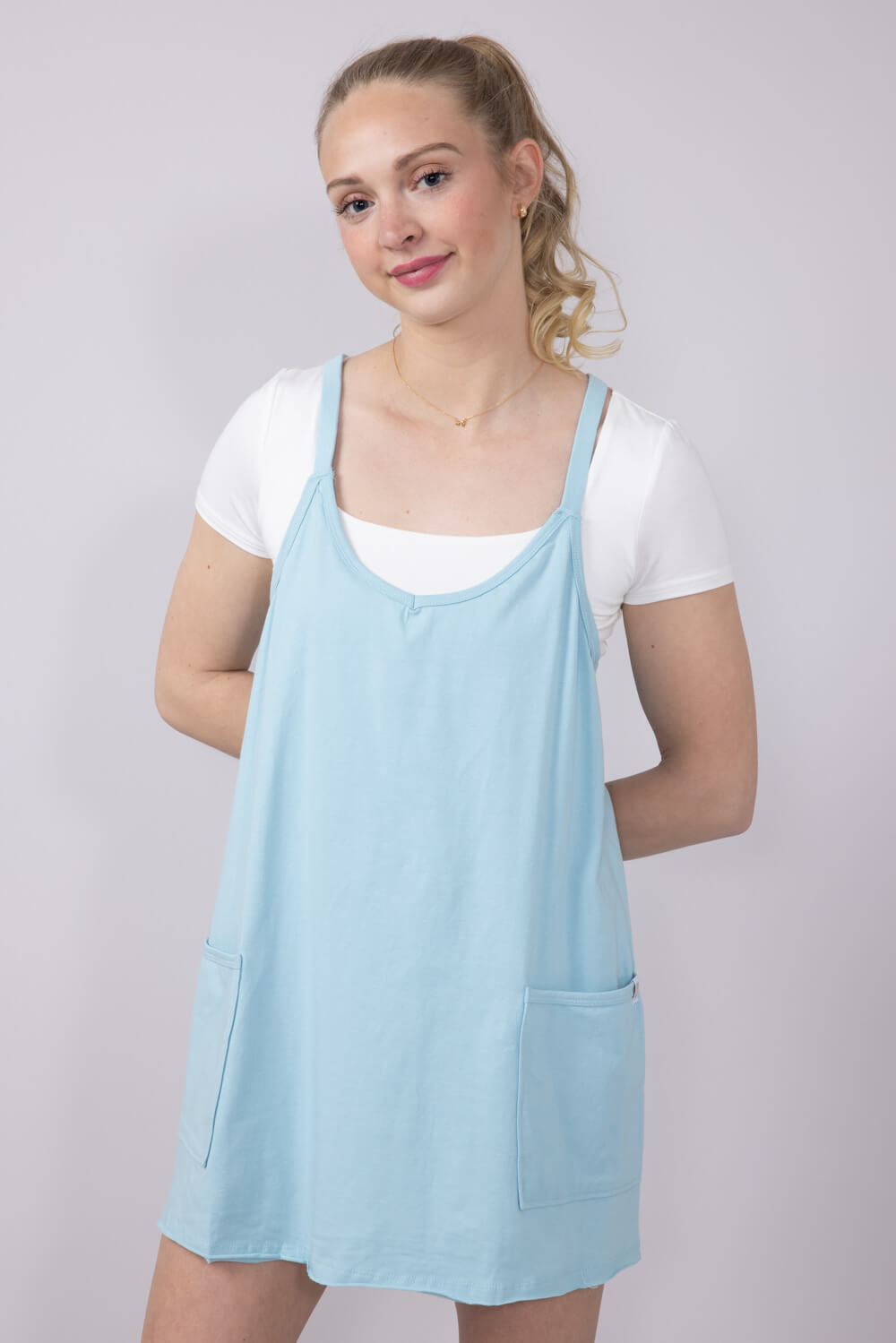 Womens Simply Southern Tara Romper Dress for Women in Ice Blue