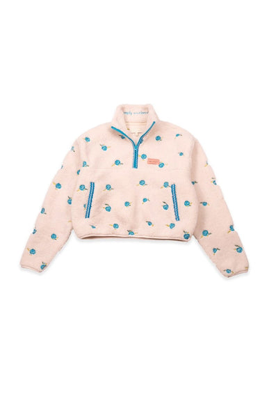 Simply Southern Youth Taylor ½ Zip Red Cherry Pullover for Girls in Pink