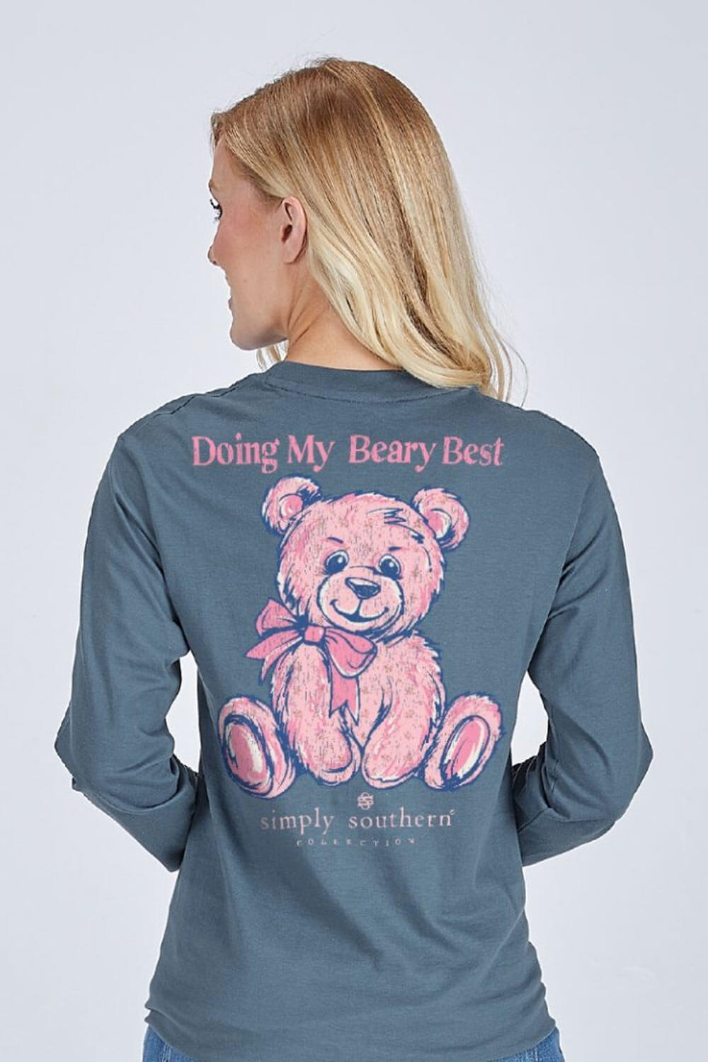 Simply Southern Doing My Best Long Sleeve T-Shirt for Women in Blue