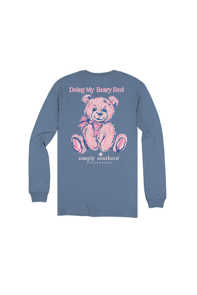 Simply Southern Youth Doing My Best Long Sleeve T-Shirt for Girls in Blue