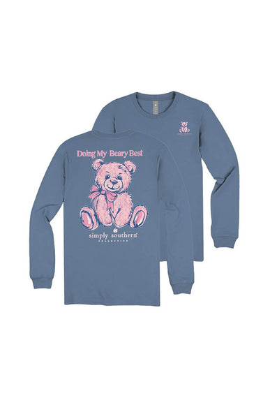 Simply Southern Youth Doing My Best Long Sleeve T-Shirt for Girls in Blue