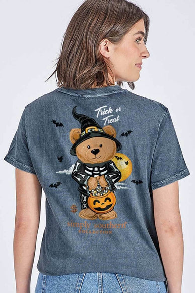 Simply Southern Trick Or Treat T-Shirt for Women in Grey