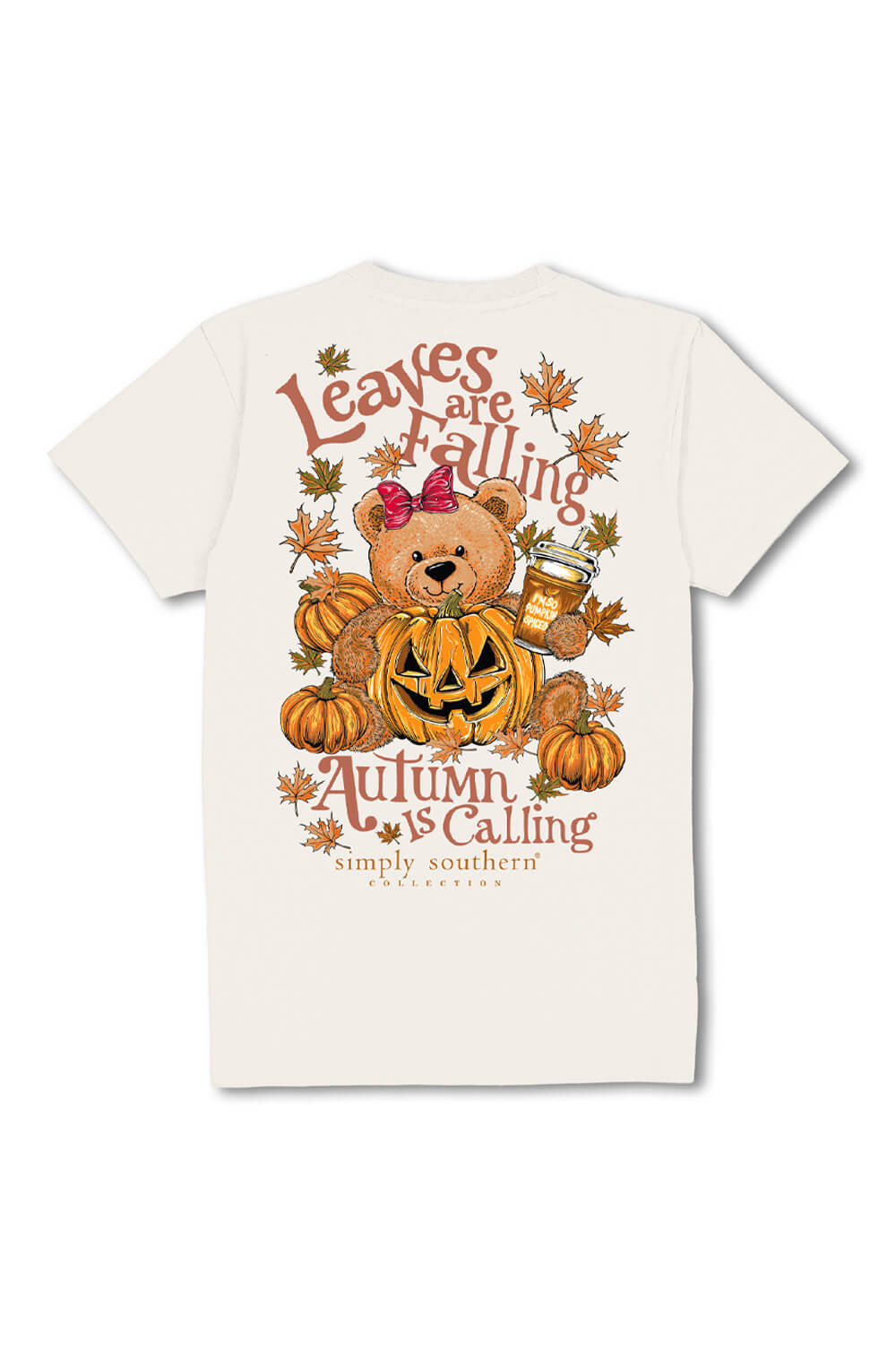 Simply Southern Plus Size Leaves Are Falling Autumn Is Calling T-Shirt for Women in Linen