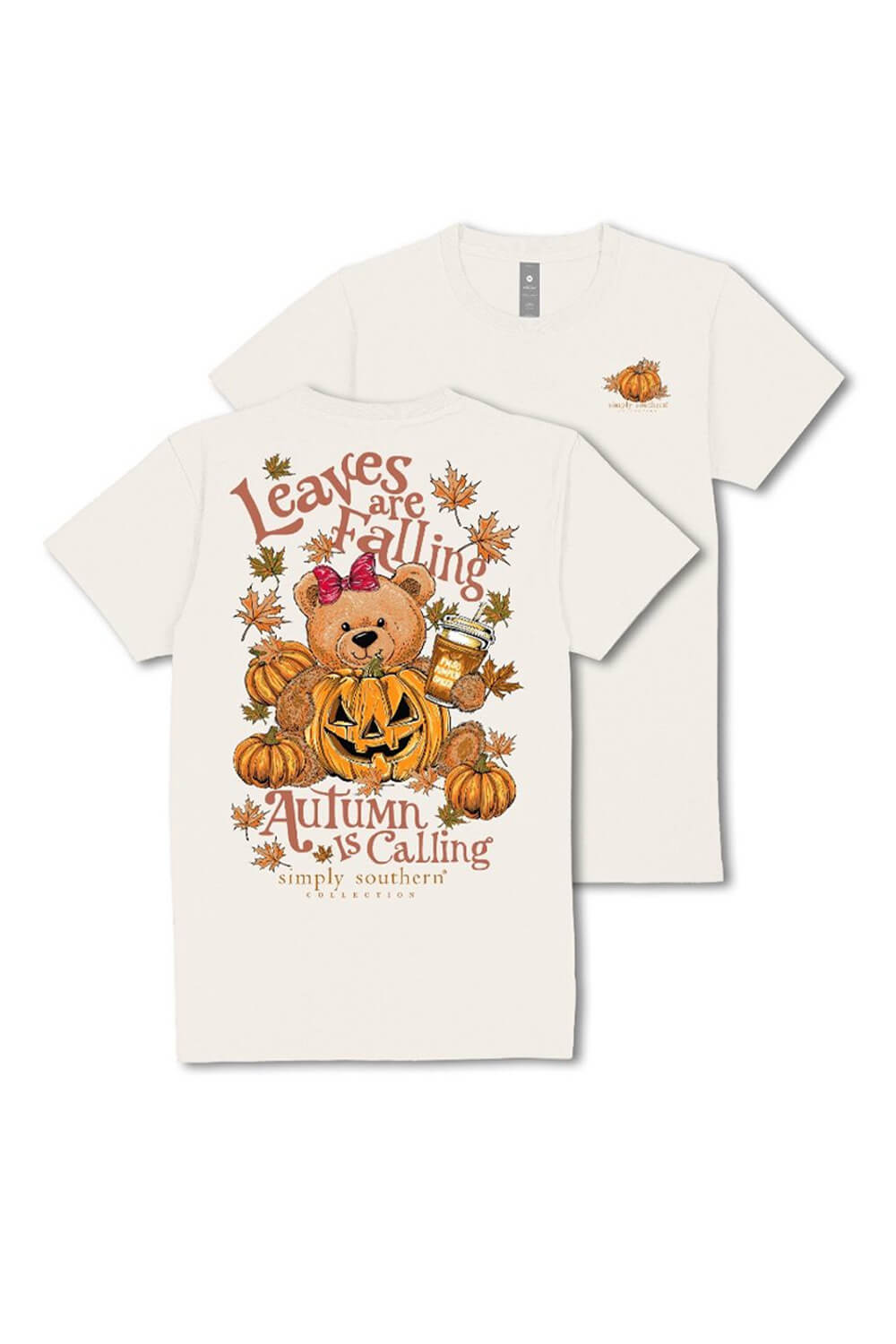 Simply Southern Plus Size Leaves Are Falling Autumn Is Calling T-Shirt for Women in Linen