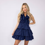 Simply Southern Tiered Ruffle Dress for Women in Cobalt 