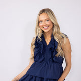 Simply Southern Tiered Ruffle Dress for Women in Cobalt 