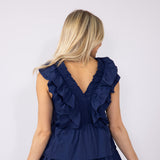Simply Southern Tiered Ruffle Dress for Women in Cobalt 