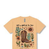Simply Southern God Is Good T-Shirt for Women in Bisque Cream