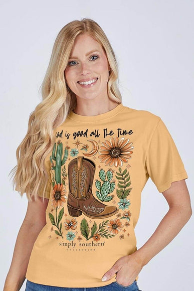 Simply Southern God Is Good T-Shirt for Women in Bisque Cream