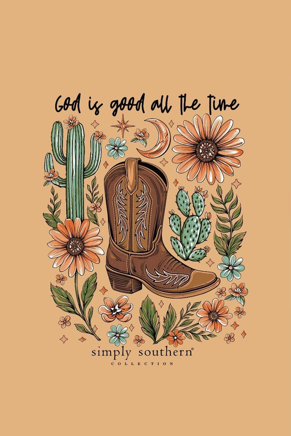 Simply Southern Plus Size shirt God Is Good T-Shirt for Women in Bisque Cream