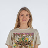 Simply Southern Womens Too Much T-Shirt for Women in Washed Ecru