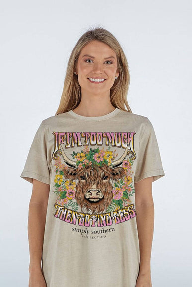 Simply Southern Womens Too Much T-Shirt for Women in Washed Ecru