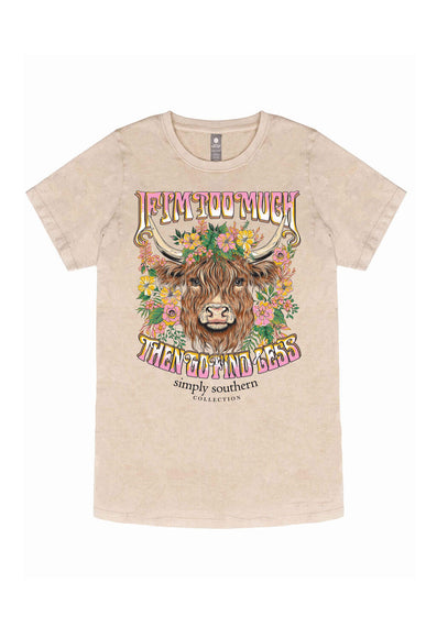 Simply Southern Womens Too Much T-Shirt for Women in Washed Ecru