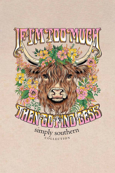 Simply Southern Womens Too Much T-Shirt for Women in Washed Ecru