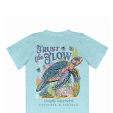  Simply Southern Womens T-Shirts Trust The Flow Track T-Shirt for Women in Wash Aqua Blue 