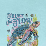  Simply Southern Womens T-Shirts Trust The Flow Track T-Shirt for Women in Wash Aqua Blue 