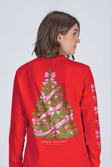 Simply Southern Tree Long Sleeve T-Shirt for Women in Red