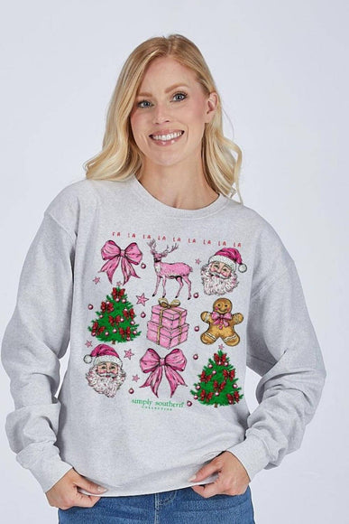Simply Southern Trees Crewneck for Women in Light Grey