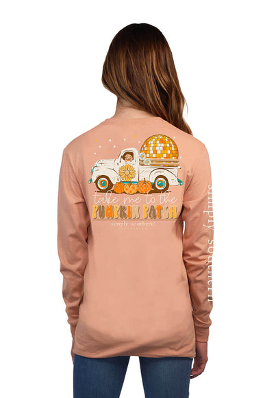 Long Sleeve Simply Southern Shirts Long Sleeve Pumkin Patch T-Shirt for Women in Cafe 