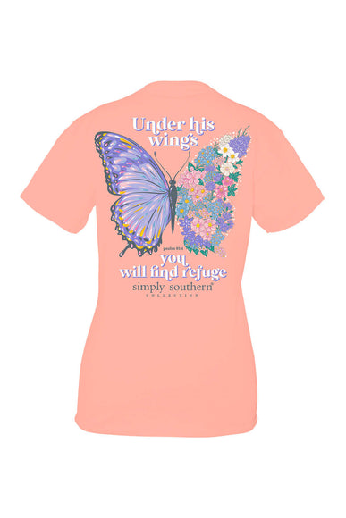Womens Simply Southern Plus Size Under His Wings T-Shirt for Women in Pink