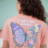 Womens Simply Southern Shirts Under His Wings T-Shirt for Women in Pink 