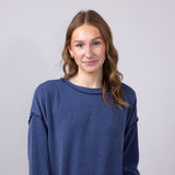 Simply Southern Womens Clothing Urban Ribbed Knit Hi-Lo Top for Women in Navy