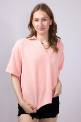 トップス melt the lady collared knit tops Simply Southern Urban Ribbed Knit Johnny Collar Top for