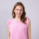 Womens Simply Southern Urban Ribbed Knit Ruffled Sleeve Top for Women in Blush
